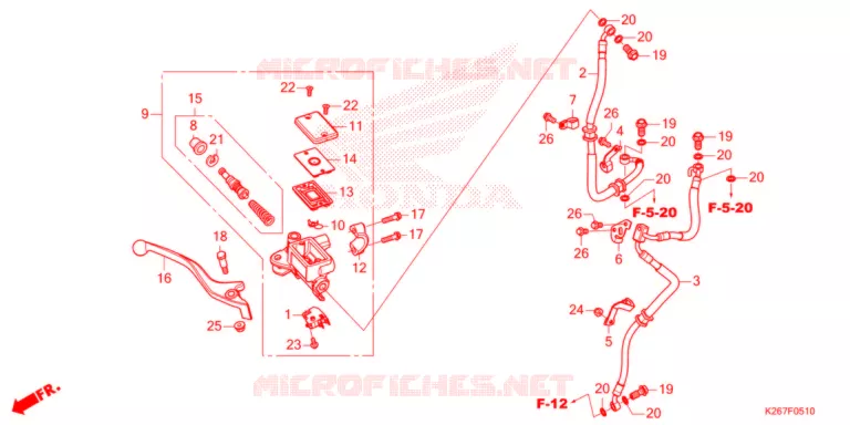 MAITRE-CYLINDRE DE FREIN AVANT CYLINDRE (MSX GROM A) Honda MOTO 125 MSX 2021  MSX125AM