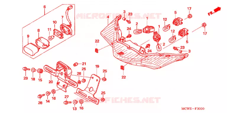 FEUX COMBINES ARRIERE  Honda MOTO 800 VFR 2009  VFR8009