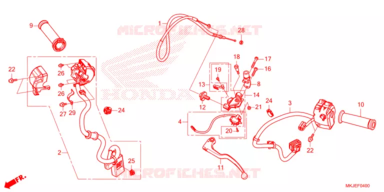 LEVIER DE GUIDON - CABLE - COMMODO Honda MOTO 1000 CB 2021  CB1000RAM_BE