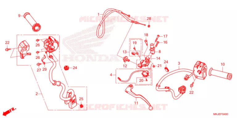 LEVIER DE GUIDON - CABLE - COMMODO Honda MOTO 1000 CB 2021  CB1000RAM_BE