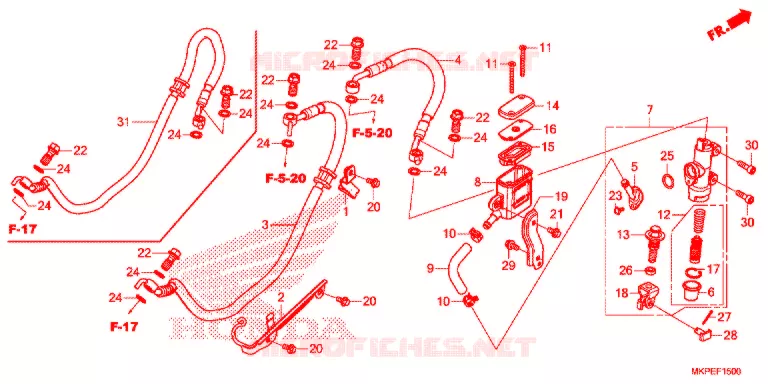 MAITRE CYLINDRE DE FREIN ARRIERE Honda MOTO 500 CB 2021  CB500FAM