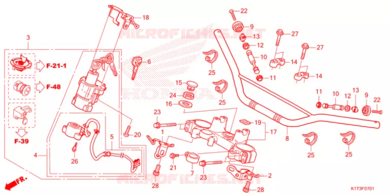 TUYAU DE GUIDON/PONT SUPERIEUR (CRF250LR/LRA,CRF300LR/LRA) Honda MOTO 300 CRF 2021  CRF300LRAM