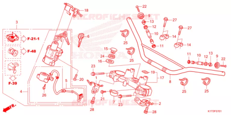 TUYAU DE GUIDON/PONT SUPERIEUR (CRF250LR/LRA,CRF300LR/LRA) Honda MOTO 300 CRF 2021  CRF300LRAM