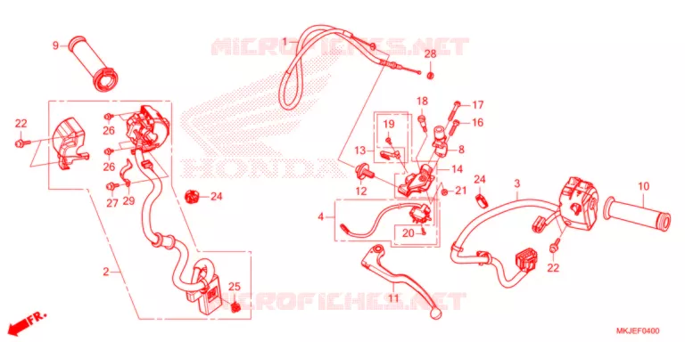 LEVIER DE GUIDON - CABLE - COMMODO Honda MOTO 1000 CB 2021  CB1000RAM