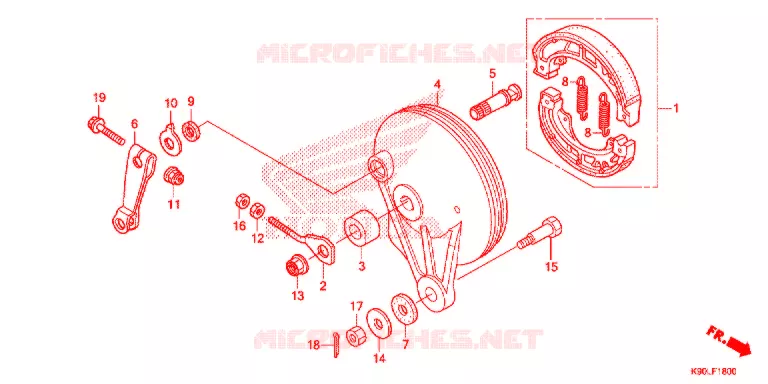 FLASQUE - MACHOIRES DE FREIN ARRIERE Honda MOTO 110 WAVE 2021  AFP110DFL