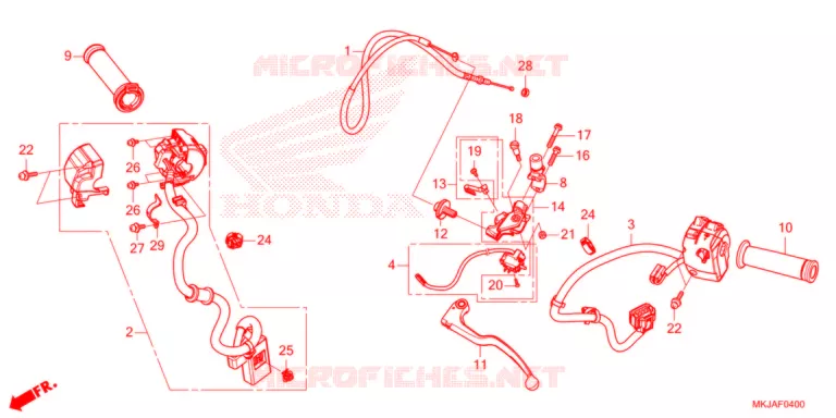 LEVIER DE GUIDON - CABLE - COMMODO Honda MOTO 1000 CB 2021  CB1000RAM_A