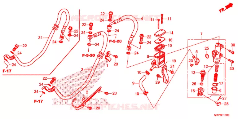 MAITRE CYLINDRE DE FREIN ARRIERE Honda MOTO 500 CB 2021  CB500FAM