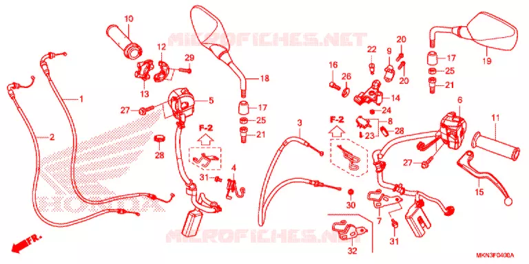 LEVIER DE GUIDON - CABLE - COMMODO Honda MOTO 650 CB 2019  CB650RAK