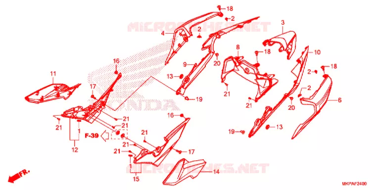 COUVERCLES LATERAUX - ARRIERES Honda MOTO 500 CBR 2021  CBR500RAM