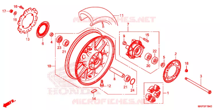 ROUE ARRIERE Honda MOTO 500 CBR 2021  CBR500RAM