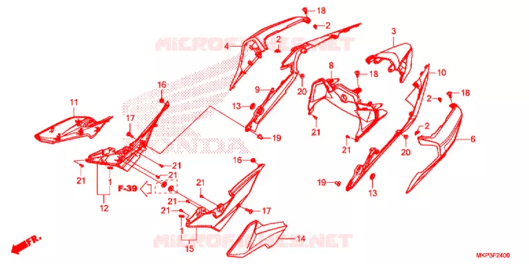 COUVERCLES LATERAUX - ARRIERES Honda MOTO 500 CBR 2021  CBR500RAM