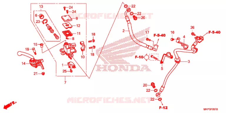 MAITRE-CYLINDRE DE FREIN AVANT CYLINDRE (CBR500RA) Honda MOTO 500 CBR 2021  CBR500RAM