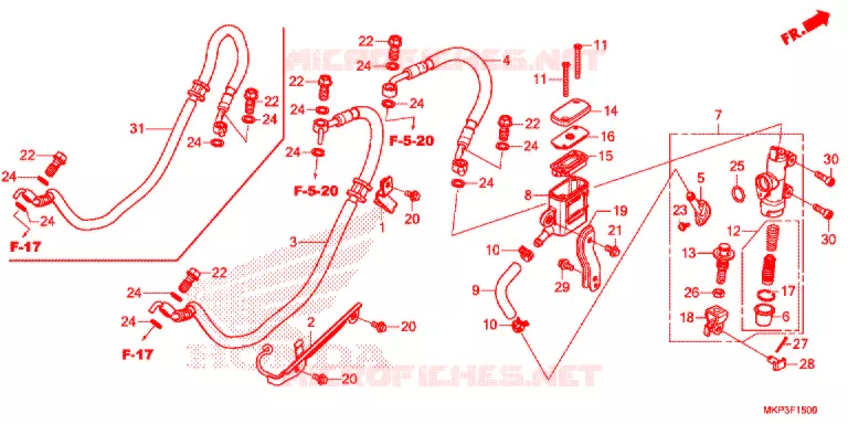 MAITRE CYLINDRE DE FREIN ARRIERE Honda MOTO 500 CBR 2021  CBR500RAM