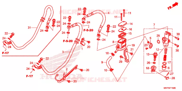 MAITRE CYLINDRE DE FREIN ARRIERE Honda MOTO 500 CBR 2021  CBR500RAM