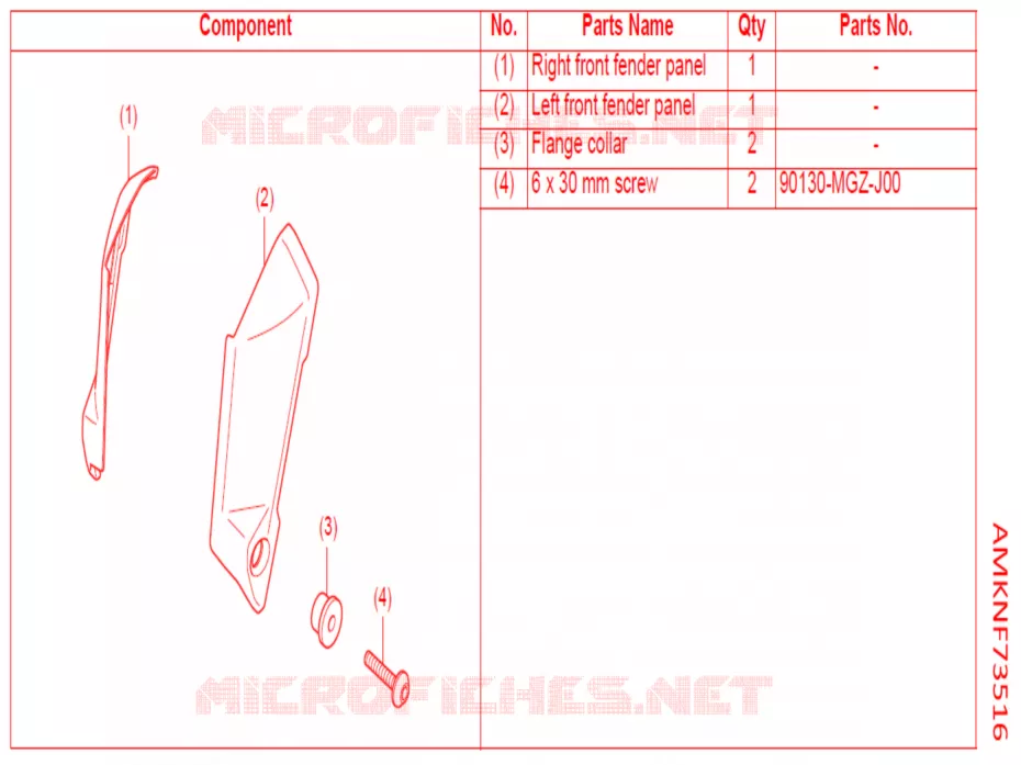 KIT,FRONT FENDER PANEL Honda MOTO 650 CBR 2021  CBR650RAM