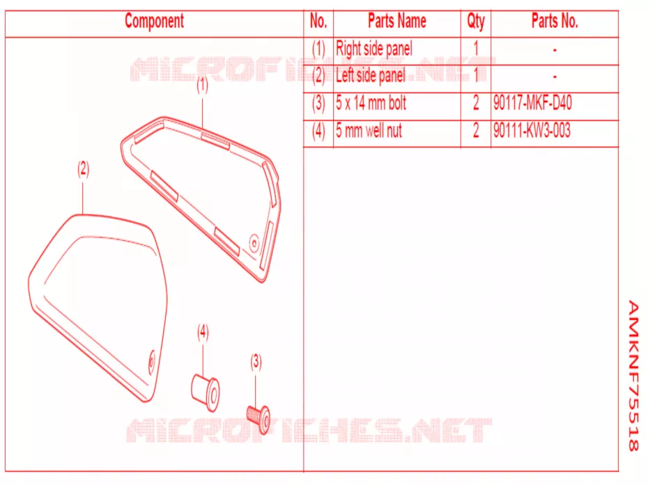 KIT,SIDE COVER PANEL Honda MOTO 650 CBR 2021  CBR650RAM