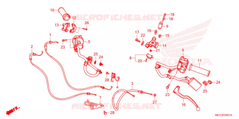 LEVIER DE GUIDON/COMMUTATEUR/CABLE (CBR650RA) Honda MOTO 650 CBR 2021  CBR650RAM