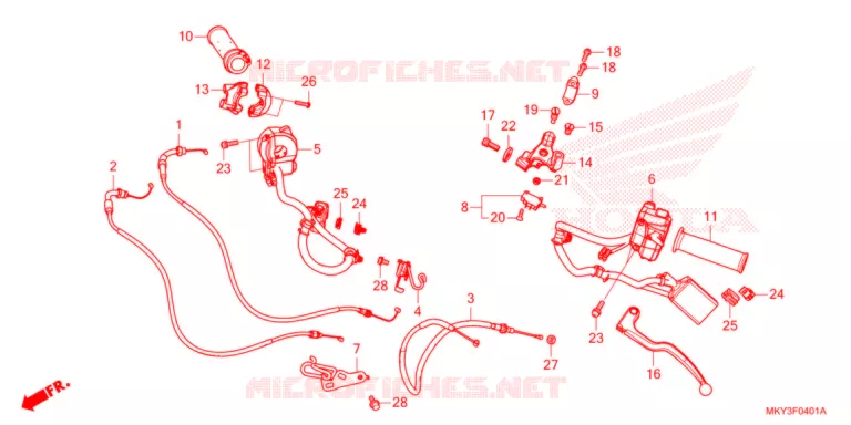 LEVIER DE GUIDON/COMMUTATEUR/CABLE (CBR650RA) Honda MOTO 650 CBR 2021  CBR650RAM