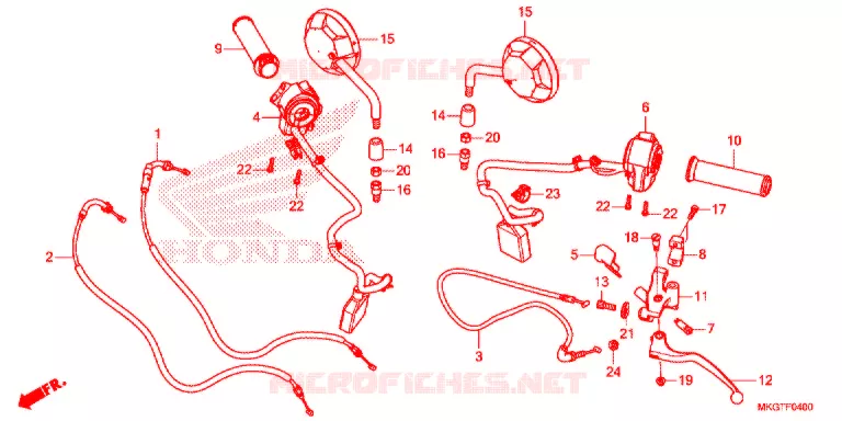 LEVIER DE GUIDON - CABLE - COMMODO Honda MOTO 500 REBEL 2020  CMX500AL