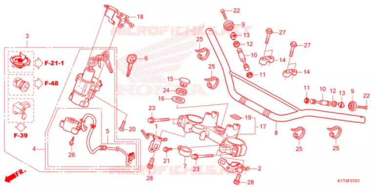 TUYAU DE GUIDON/PONT SUPERIEUR (CRF300LR/LRA) Honda MOTO 300 CRF 2021  CRF300LRAM
