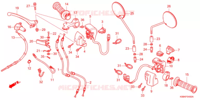 LEVIER DE GUIDON - CABLE - COMMODO Honda MOTO 110 CUB 2021  C110XM