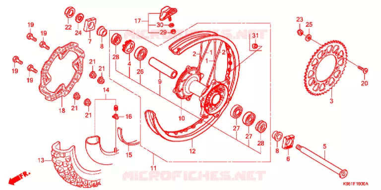 ROUE ARRIERE Honda MOTO 250 CRF 2021  CRF250RL