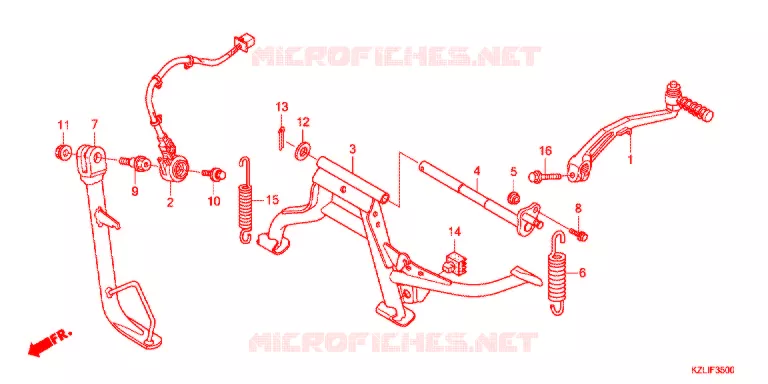 BEQUILLE CENTRALE - PEDALE DE FREIN Honda SCOOTER 110 SPACY 2012  NSC110CC