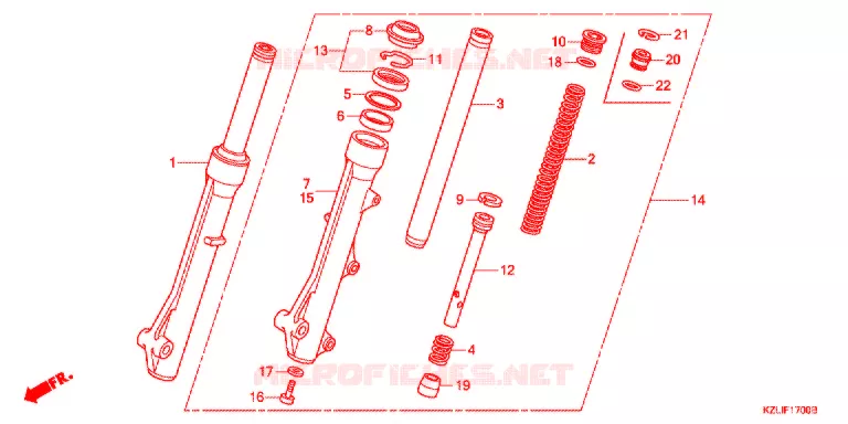 FOURCHETTE AVANT (NSC110C/S/CSF-C) Honda SCOOTER 110 SPACY 2014  NSC110CC