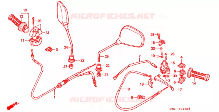 COMMUTATEUR/CABLE (SZ50P-2/R-2/T-2) Honda SCOOTER 50 TACT 1996  SZ50T_II