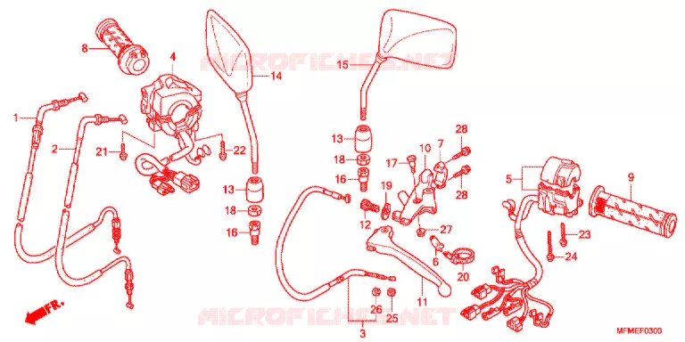 LEVIER DE GUIDON - CABLE - COMMODO Honda MOTO 400 CB 2011  CB400B