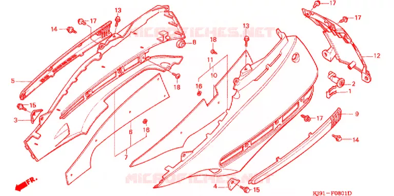 COUVERCLE ARRIERE (CH125H/N/P/R) Honda SCOOTER 125 SPACY 1991  CH125H