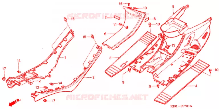 JUPE LATERALE/COUVERCLE ENTRETIEN (CH125H/N/P/R) Honda SCOOTER 125 SPACY 1991  CH125H
