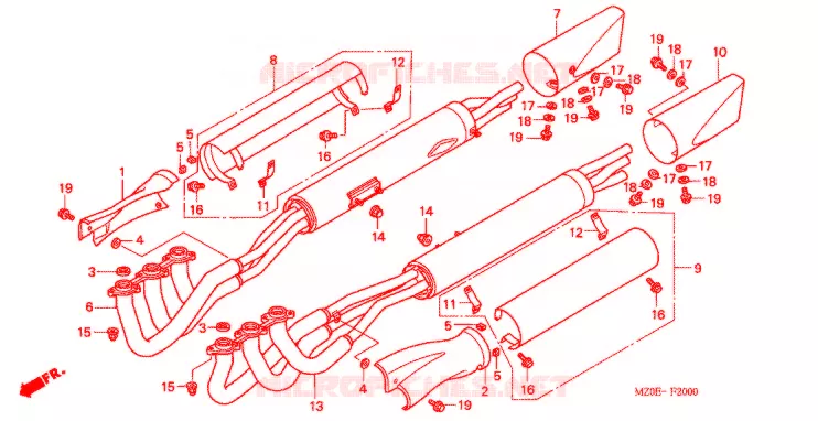 SILENCIEUX D'ECHAPPEMENT Honda MOTO 1500 GOLD-WING 2003  GL1500C3