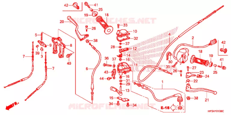 LEVIER DE GUIDON - CABLE - COMMODO Honda ATV 90 FOURTRAX 2008  TRX90EX8
