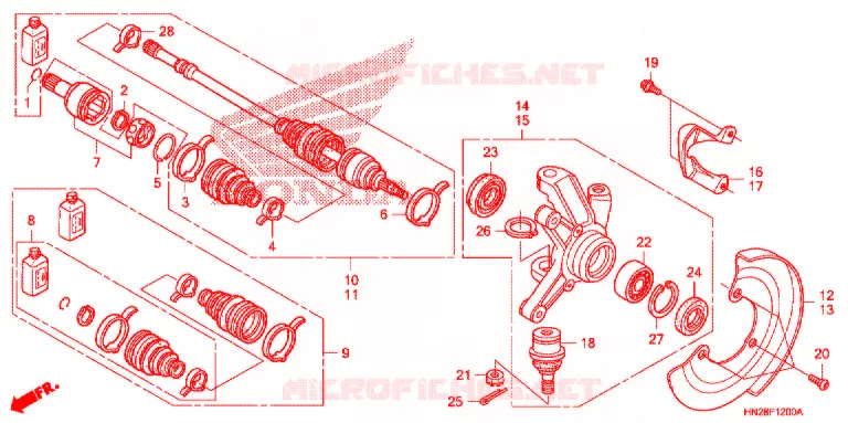 ARBRE DE ROUE  Honda ATV 500 FOURTRAX 2011  TRX500FPAB