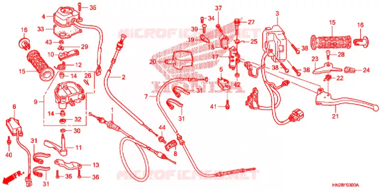 LEVIER DE GUIDON - CABLE - COMMODO Honda ATV 500 FOURTRAX 2011  TRX500FPAB