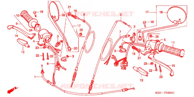 LEVIER DE GUIDON - CABLE - COMMODO Honda MOTO 125 CD 1991  CD125TJ