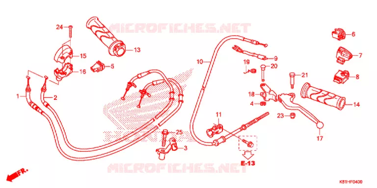LEVIER DE GUIDON/COMMUTATEUR/CABLE (ACH110CSF) Honda SCOOTER 110 BEAT 2020  ACH110CBSK