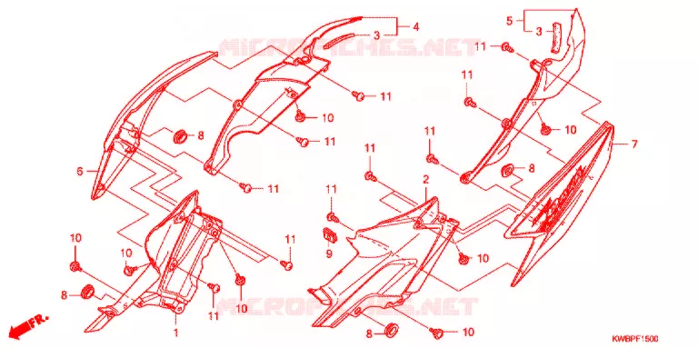 CARENAGE ARRIERE Honda MOTO 110 WAVE 2012  AFP110CSA