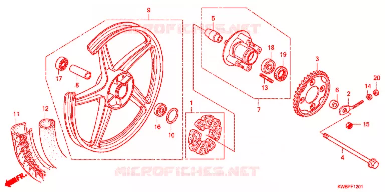 ROUE ARRIERE (AFP110CS) Honda MOTO 110 WAVE 2010  AFP110CSA