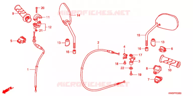COMMODO - LEVIER - CABLE Honda MOTO 110 WAVE 2014  AFP110CSD