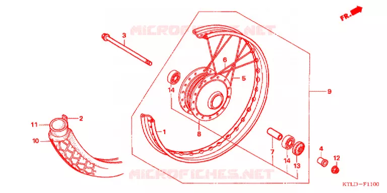 ROUE AVANT (FREIN A TAMBOUR AVANT) Honda MOTO 100 WAVE 2010  AFS100DA