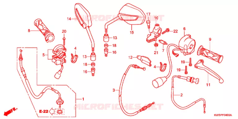 LEVIER DE GUIDON - CABLE - COMMODO Honda MOTO 110 CB 2014  CBF110MSE