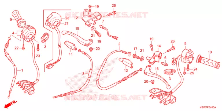 LEVIER DE GUIDON - CABLE - COMMODO Honda MOTO 125 CG 2015  CCG125WHF
