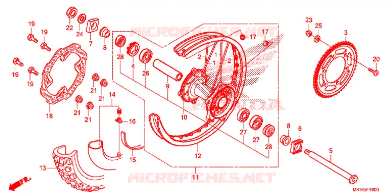 ROUE ARRIERE Honda MOTO 450 CRF 2020  CRF450LL