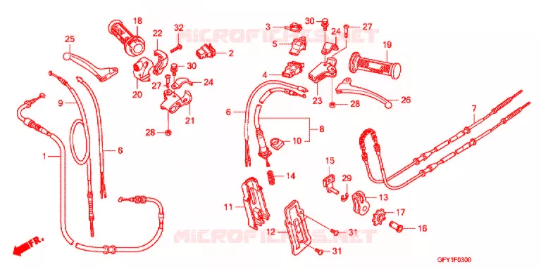 LEVIER DE GUIDON - CABLE - COMMODO Honda SCOOTER 50 GYRO 2020  NJ50MDJ_B