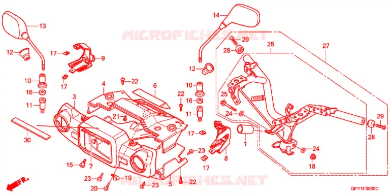 GUIDON - CARENAGE Honda SCOOTER 50 GYRO 2021  NJ50MDJ_S