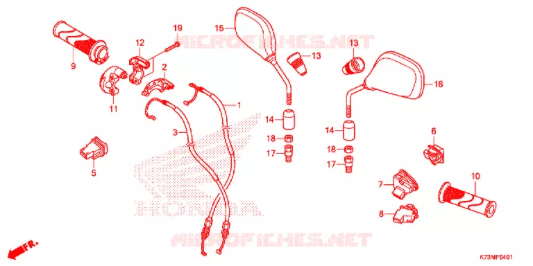 COMMUTATEUR/CABLE/MIROIR (AFS125MCSK/MCRK/MCRM) Honda MOTO 125 WAVE 2022  AFS125MCRM
