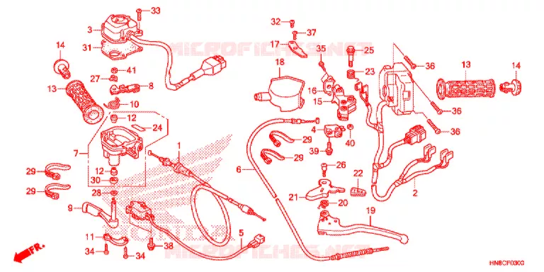 LEVIER DE GUIDON - CABLE - COMMODO Honda ATV 680 FOURTRAX 2021  TRX680FA5M