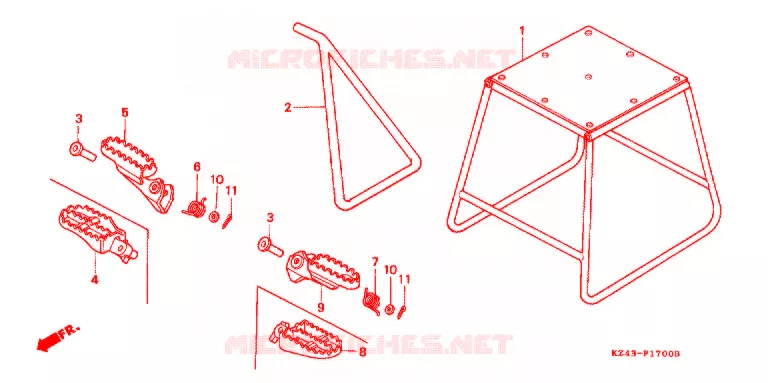 BEQUILLE - REPOSE PIEDS Honda MOTO 125 CR 1991  CR125RM